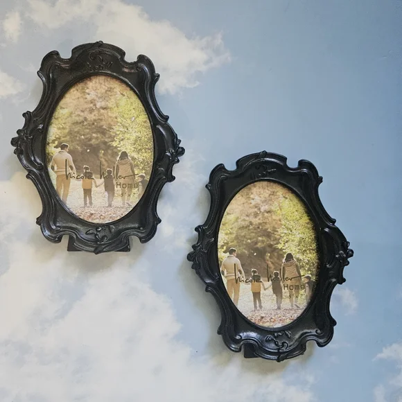 Black Ornate Picture Frames Set Of Two Halloween Gothic Black Ornate Oval Frame - Picture 12 of 12